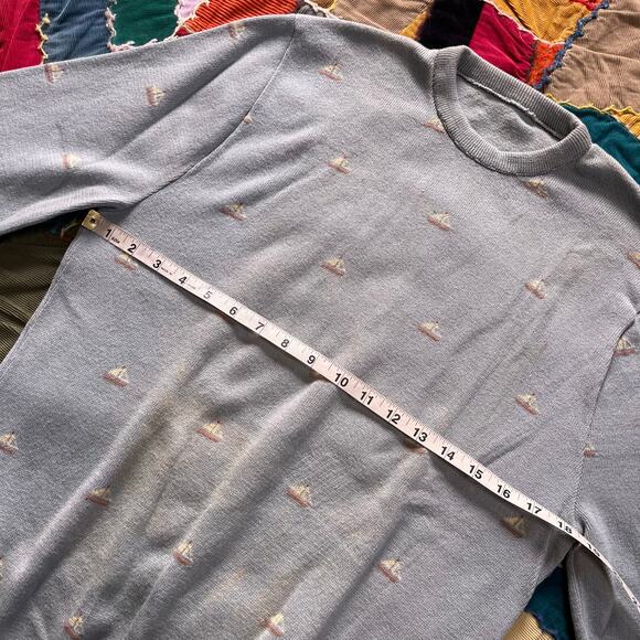 Vintage Sailboat Polka Dotted Baby Blue Sweater Medium/Large - Picture 5 of 6